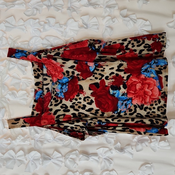 INC Leopard High Status. Cold Shoulder, Animal, Floral Print Top, L, XLa… - Picture 9 of 11